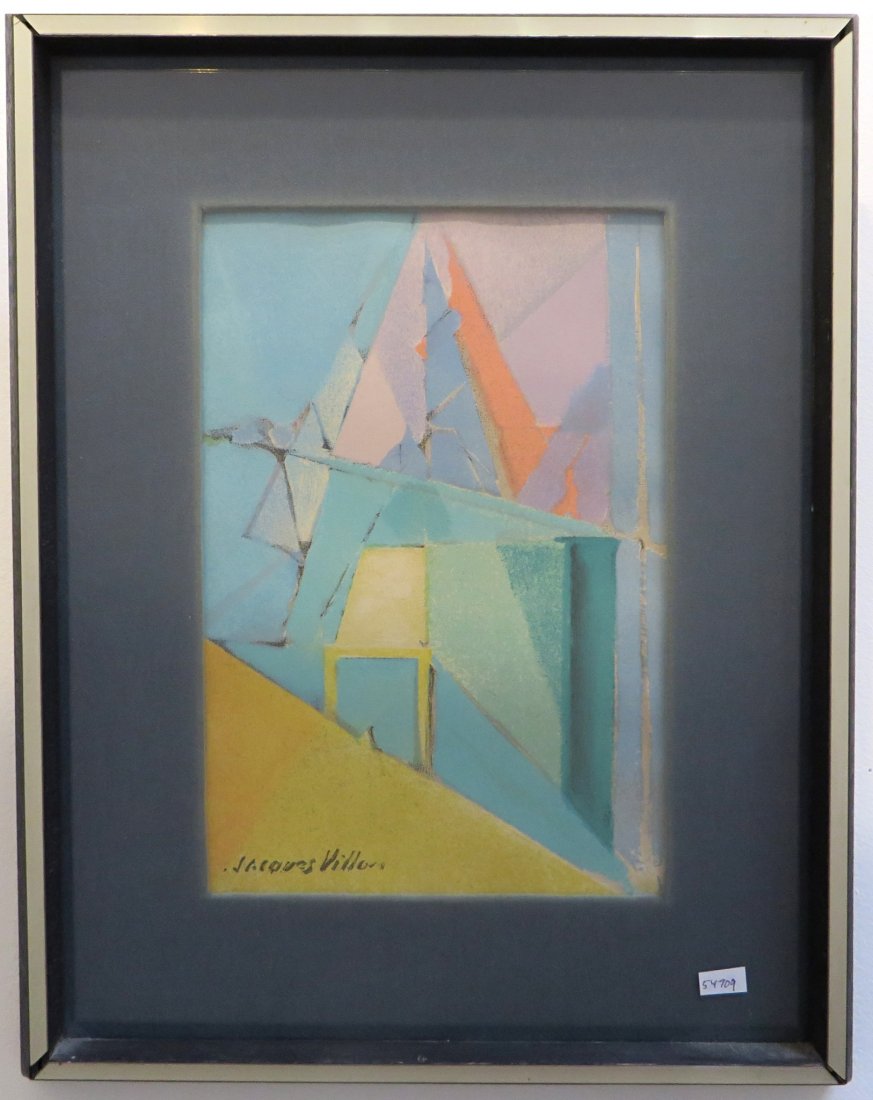 Jacques Villon Color Lithograph: Jacques Villon (French, 1875 –1963) was a cubist painter and printmaker. A strong signature, lower left. Many museums represent Villon: the San Francisco Fine Arts Museum; Minneapolis Institute of A