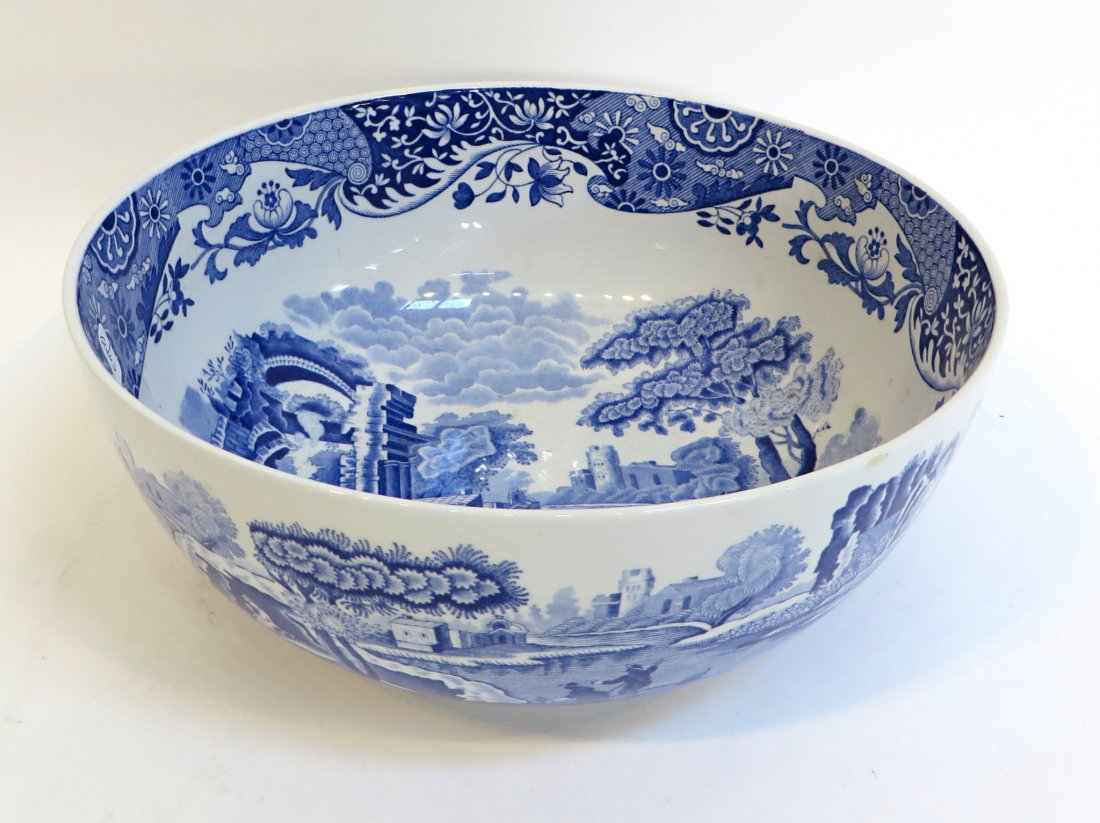 Spode “Italian” Blue & White Pasta Bowl: 9 3/4" X 4" Shipping: We are able to pack and ship this item to an address in the United States for $40.00 via USPS Priority Mail or via FedEx Ground/Home Delivery. Tracking information will be sent t