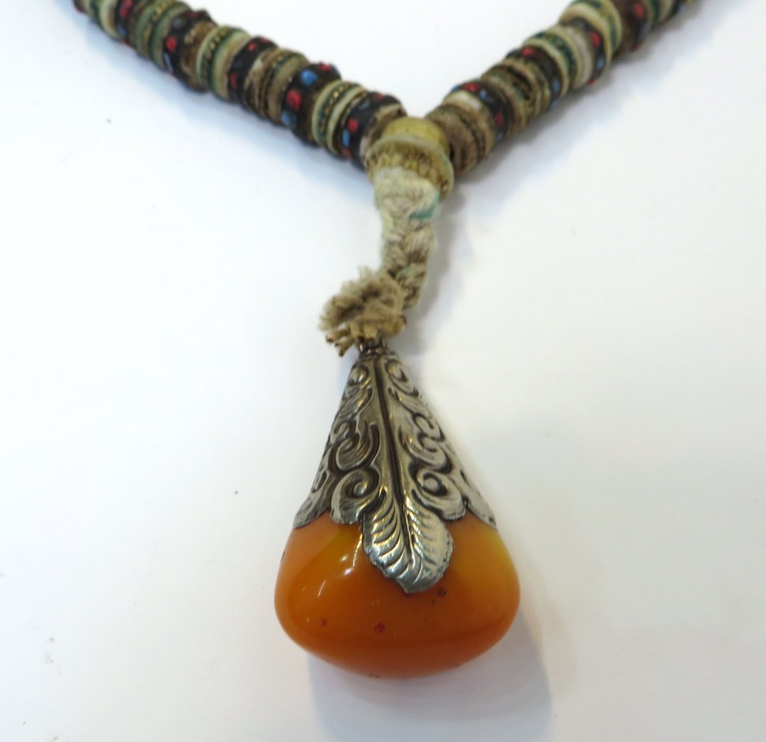 Chinese Necklace With Beeswax Amber Pendant (1 of 6)