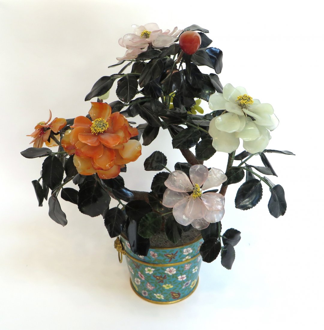 Jade And Hard Stone Flowers In A Cloisonné Pot (1 of 6)