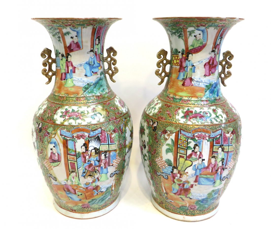 Pair Rose Medallion Vases (1 of 9)