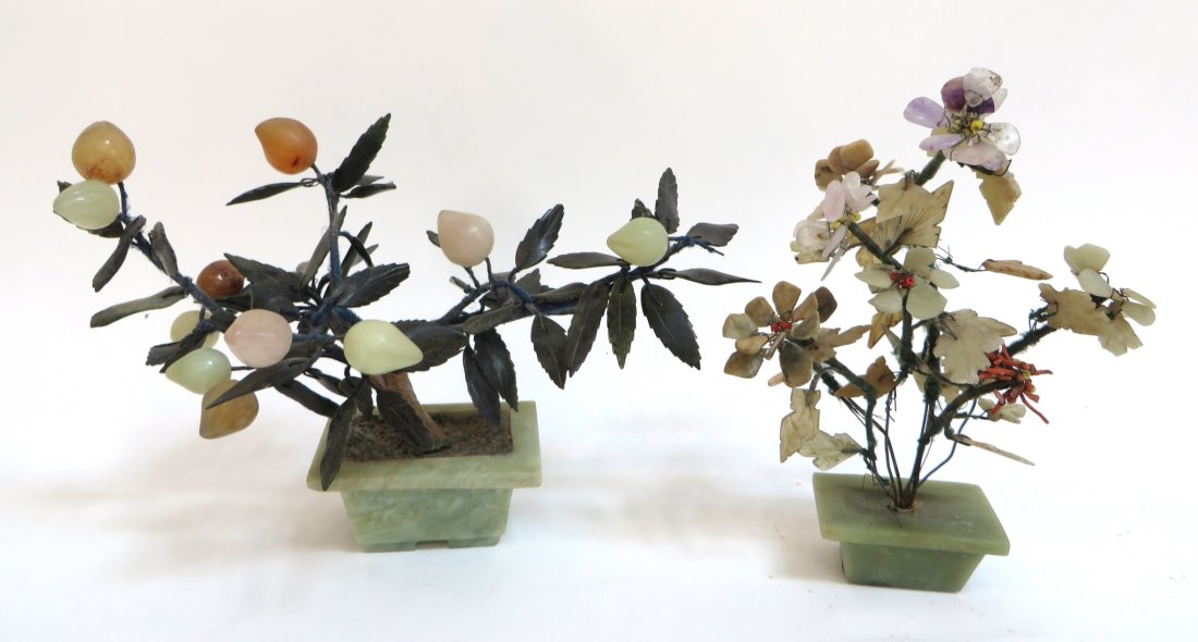 Pair Of Jade And Hardstone Potted Flowers (1 of 3)