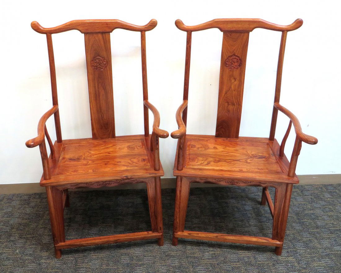 Pair Huanghuali Yokeback Chairs (1 of 10)