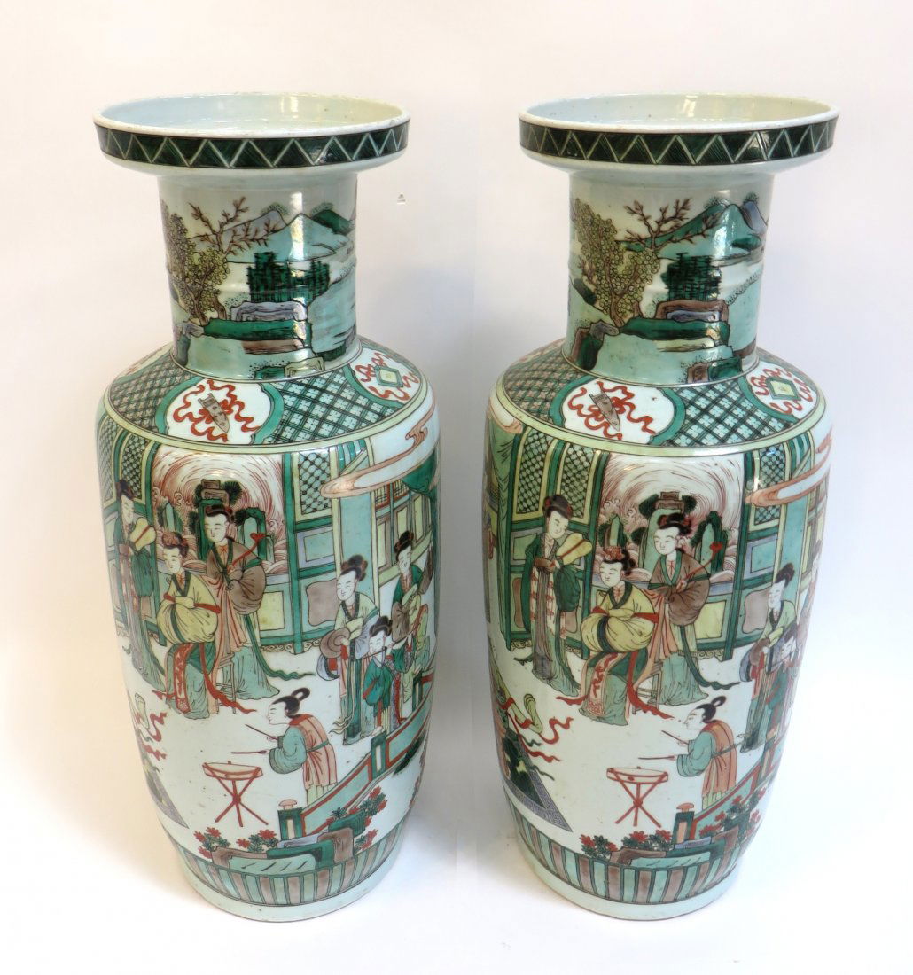 Pair Kangxi Famille Verte Vases (1 of 7)