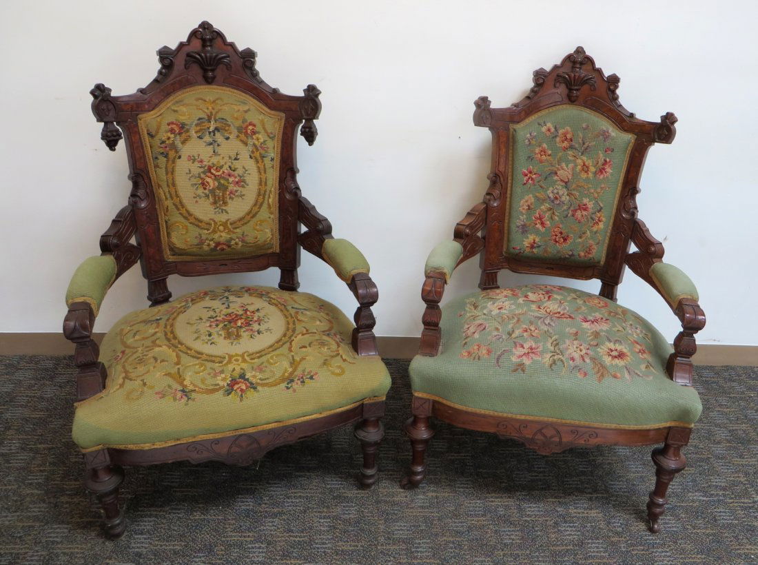 Pair Renaissance Revival Chairs (1 of 9)