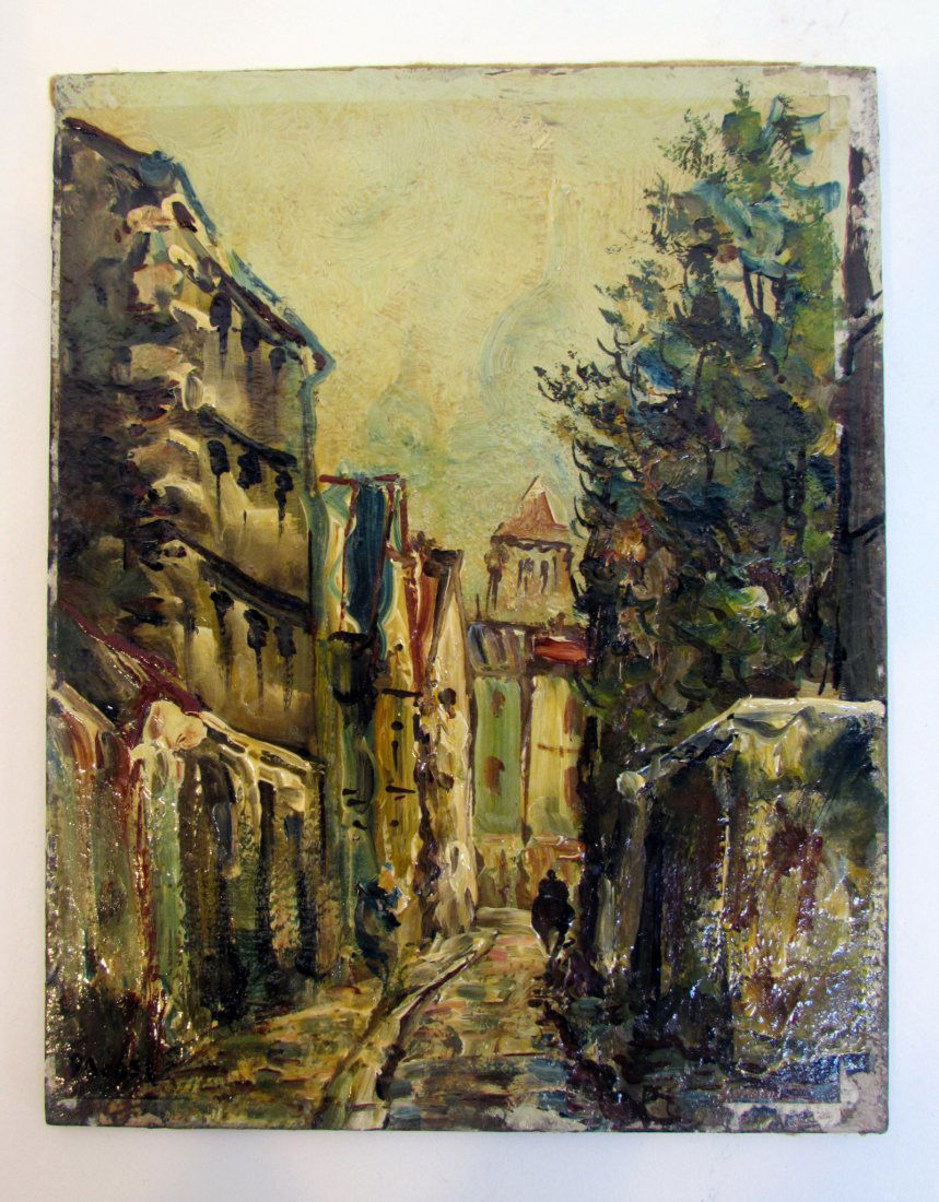 Raymond Besse, (French, 1899-1967) Oil On Board: Raymond Besse, (French, 1899-1967) Oil On Board: Description: A small oil on board of Paris scene. $120 - $180 Shipping: We are able to pack and shi