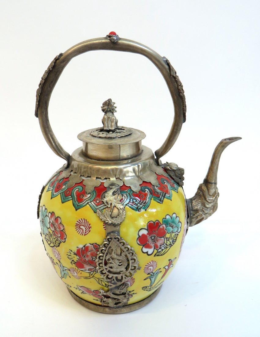 Porcelain And Metal Tea Pot (1 of 5)