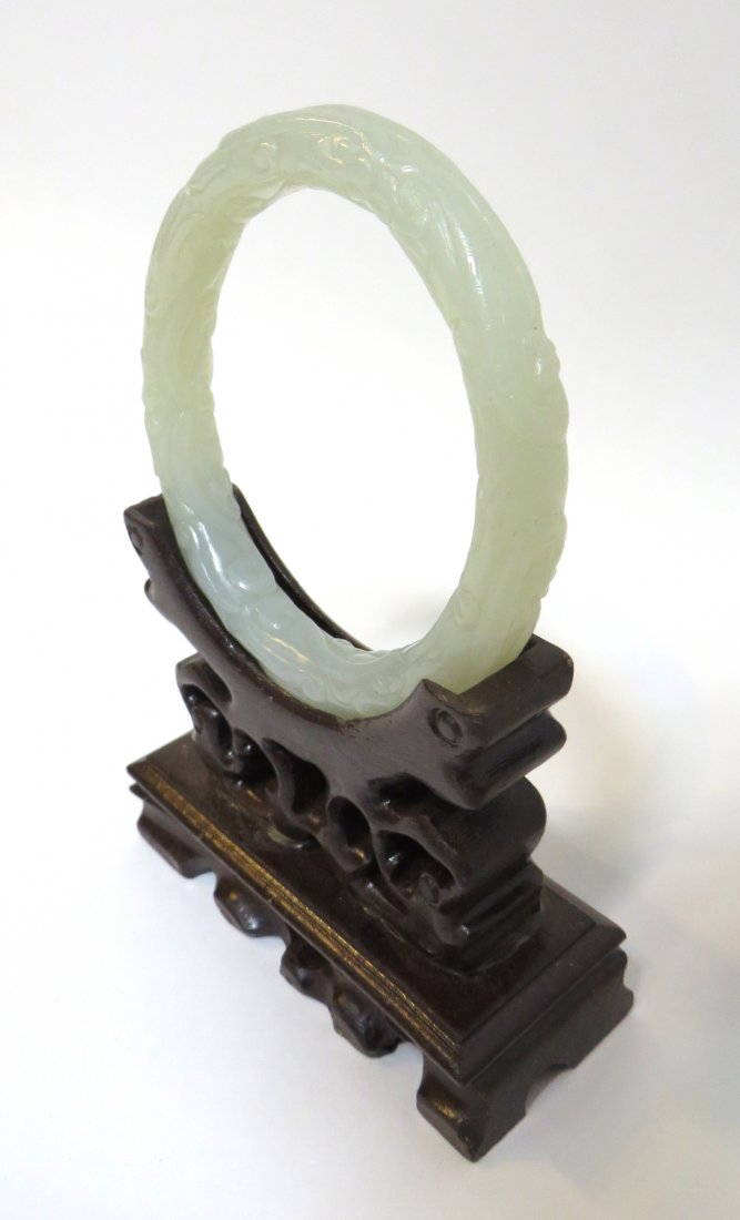 Carved White Jade Bangle (1 of 4)