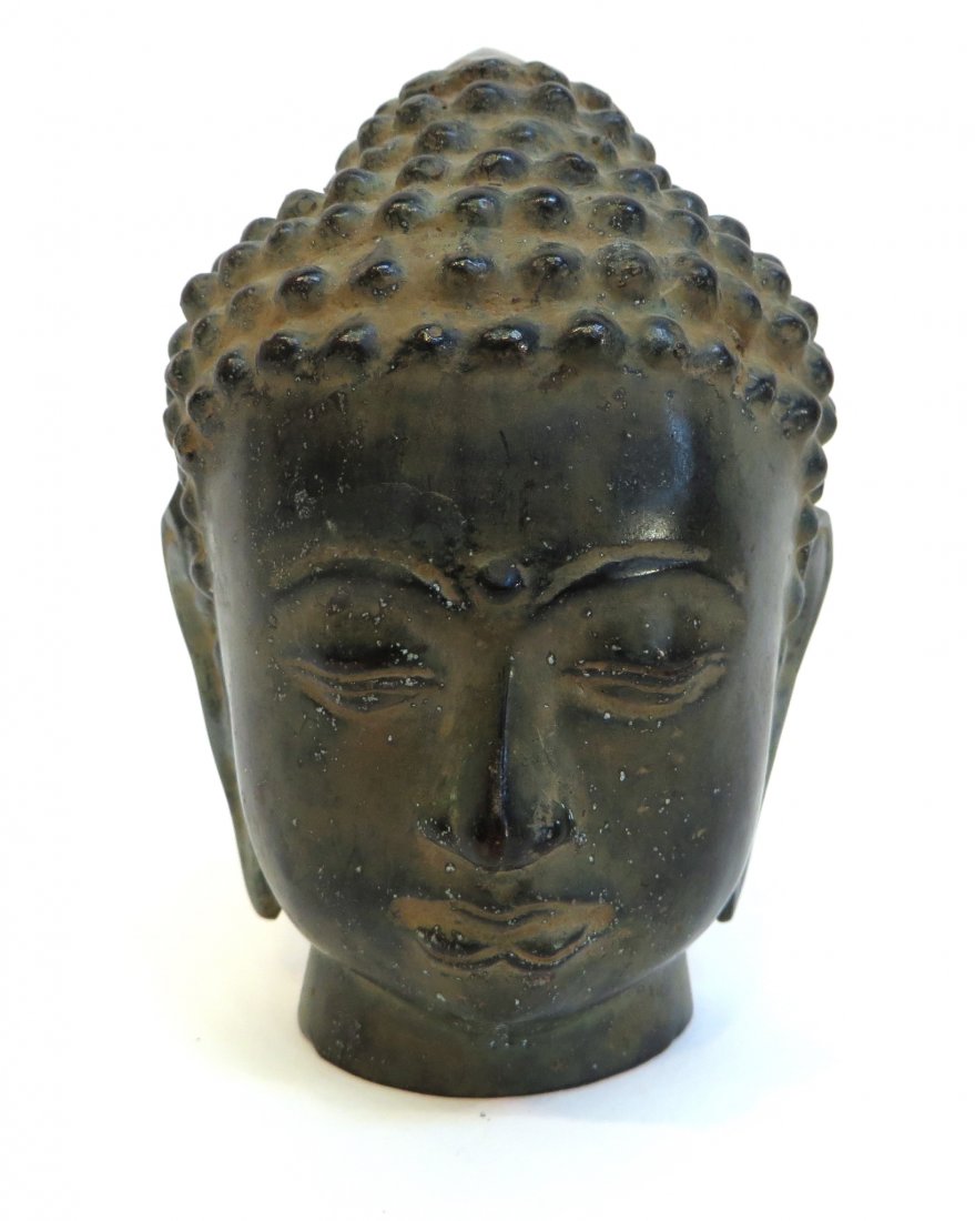 Patinated Bronze Buddha Head (1 of 4)