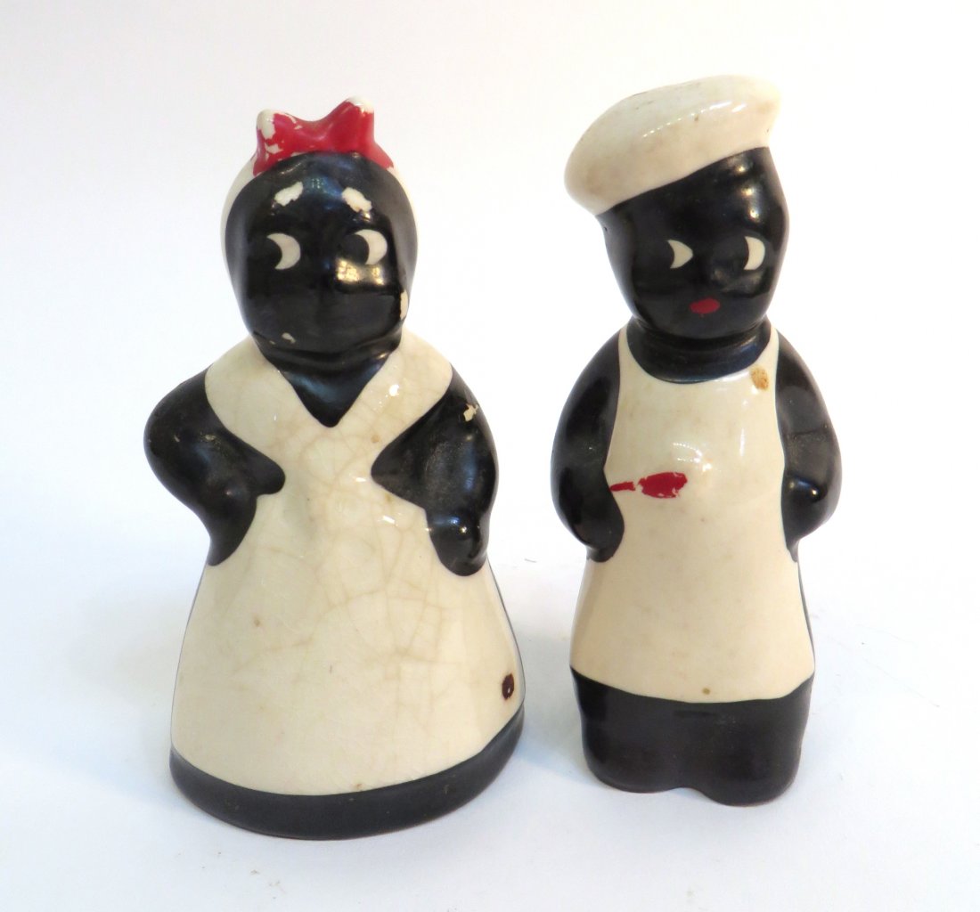 Salt And Pepper Black Folk Art Chef And Server (1 of 3)
