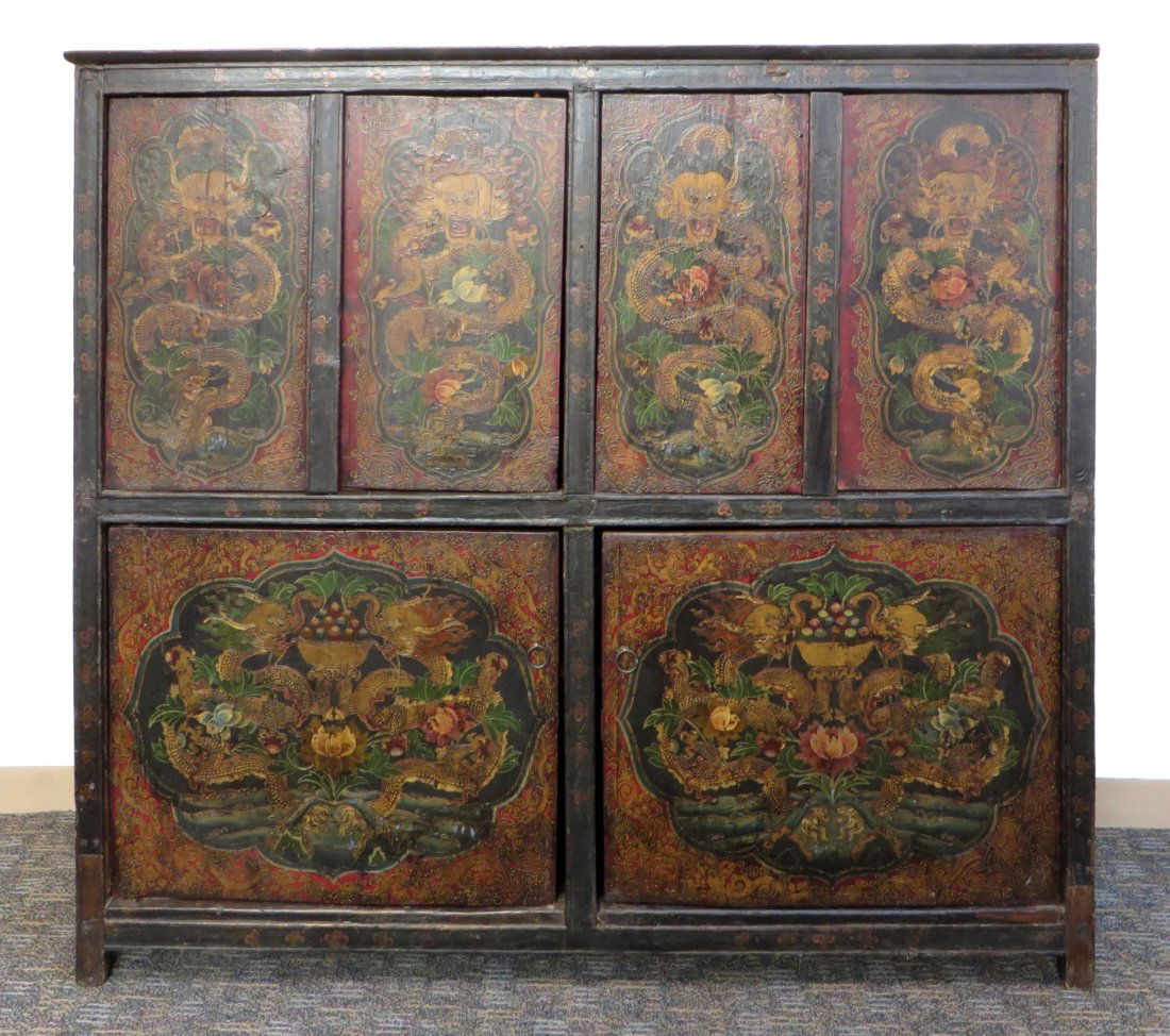 Tibetan Dragon Painted Cabinet (1 of 10)
