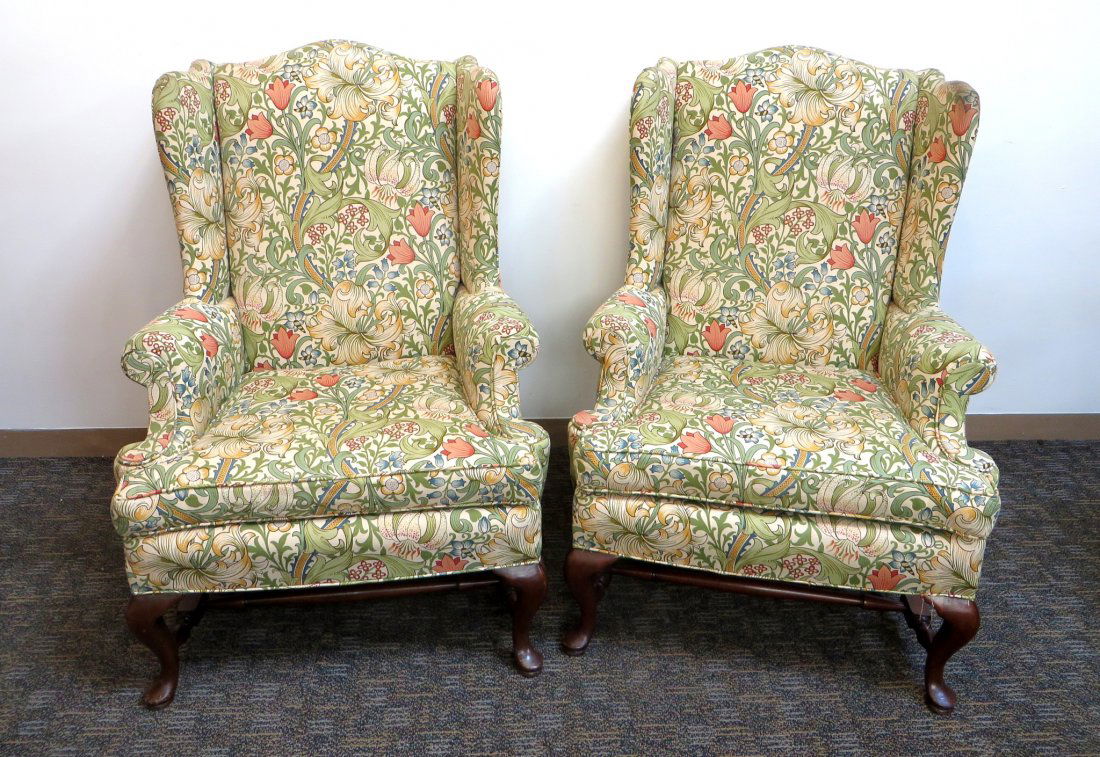 Pair Of Queen Ann Wing Back Chairs (1 of 5)