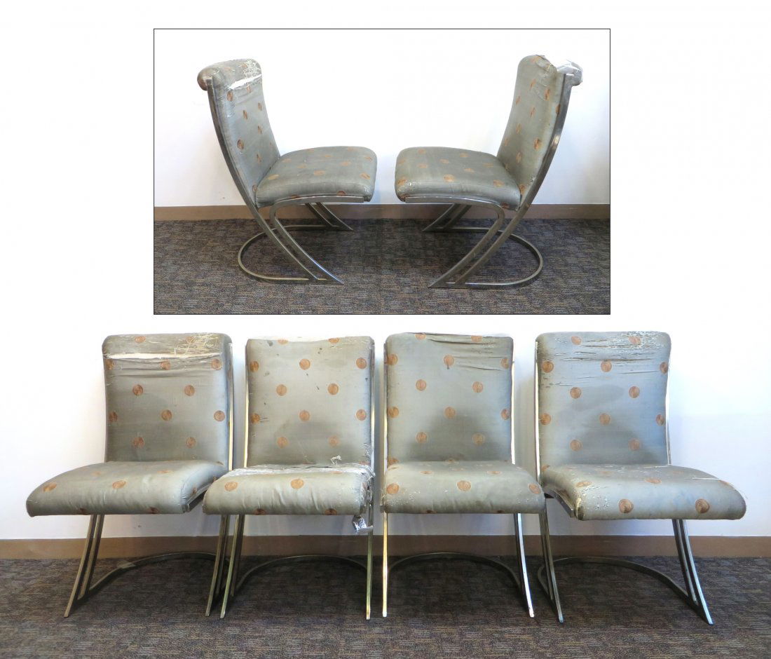 Four Modern Chrome Side Chairs (1 of 7)