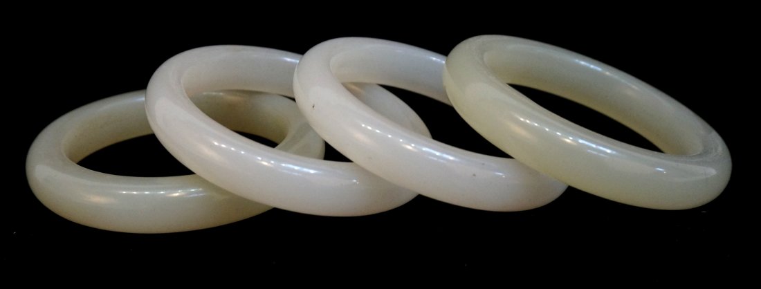 Four White And Light Yellow Jade Bangles (1 of 5)