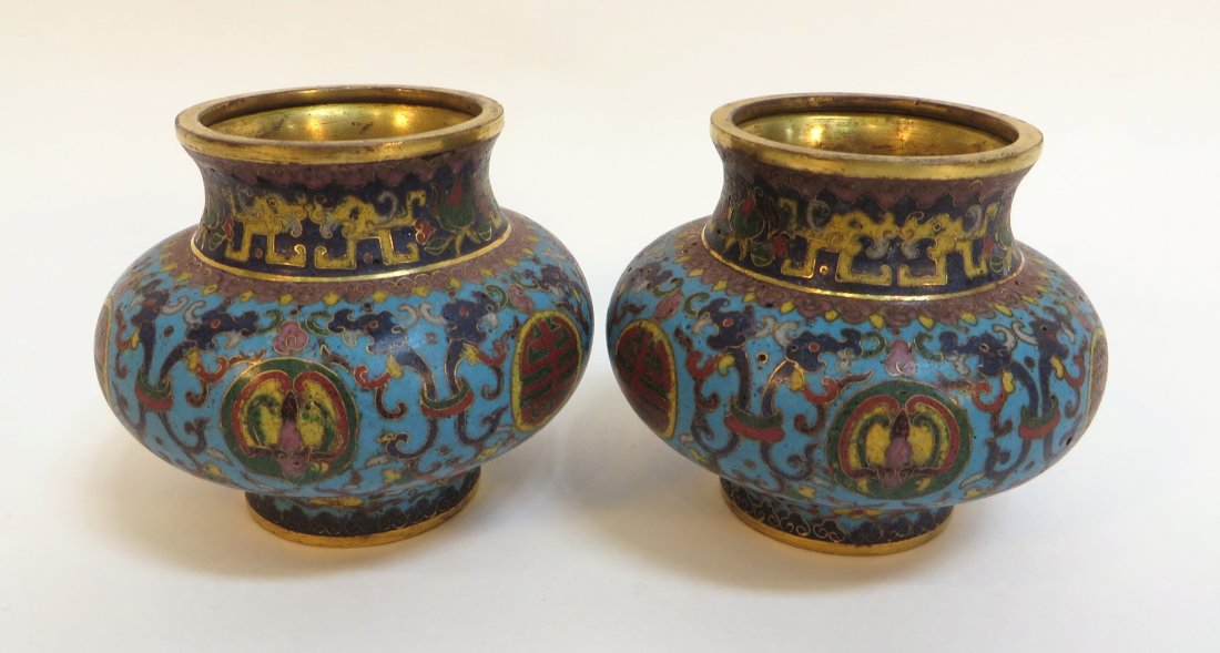 Pair Of Cloisonne Brush Pots (1 of 6)