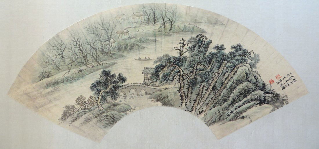 Chinese Painting  Of River Scene On Fan (1 of 7)
