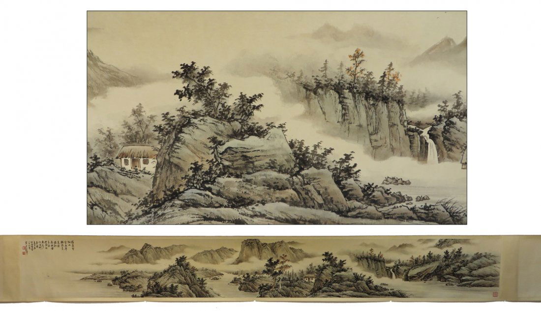 Huang Jun Bi Long Watercolor Landscape Scroll (1 of 10)