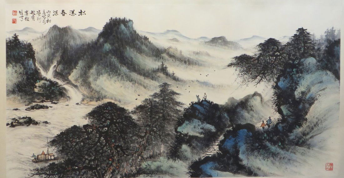 Chinese Painting On Scroll Of Mountains And River (1 of 9)