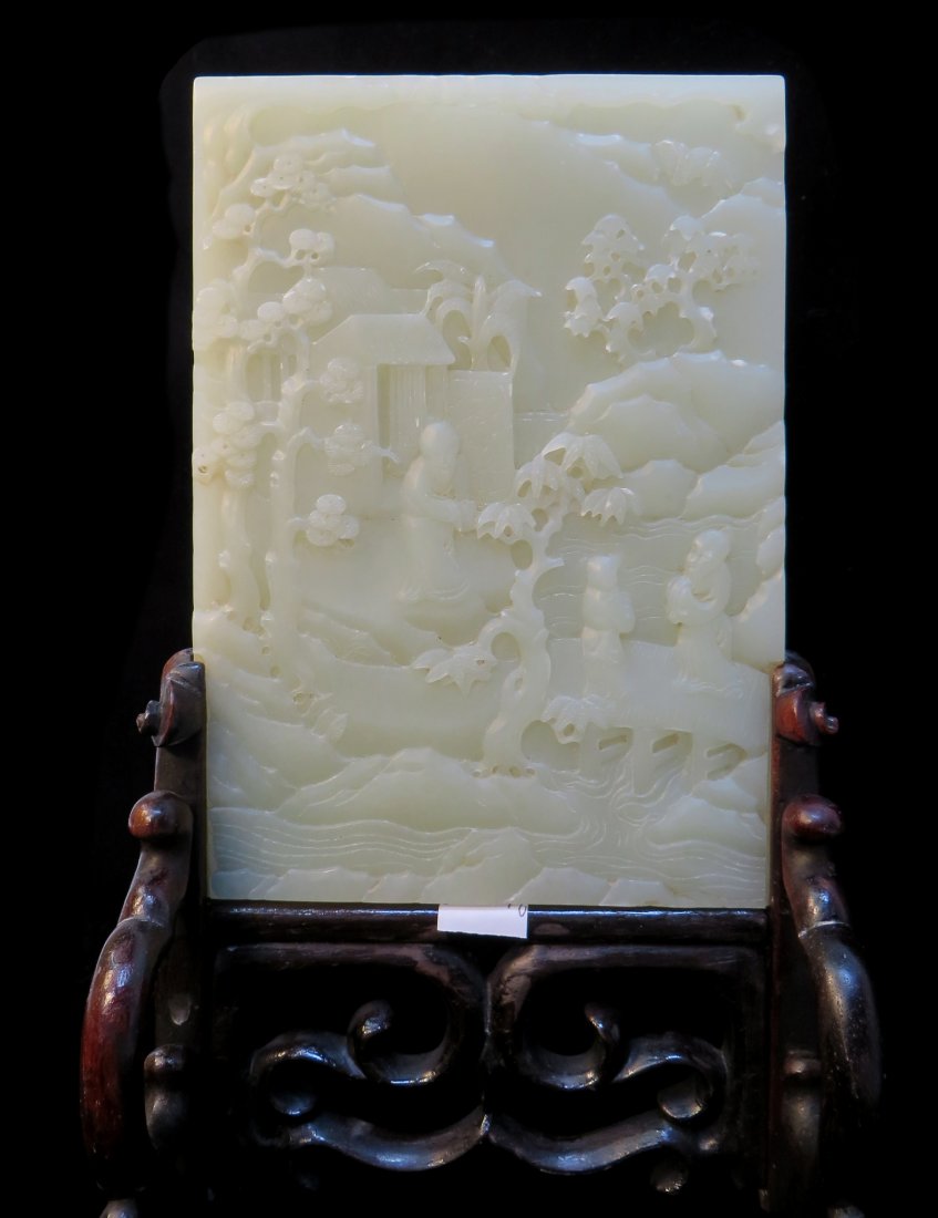 Carved White Jade Table Screen (1 of 10)