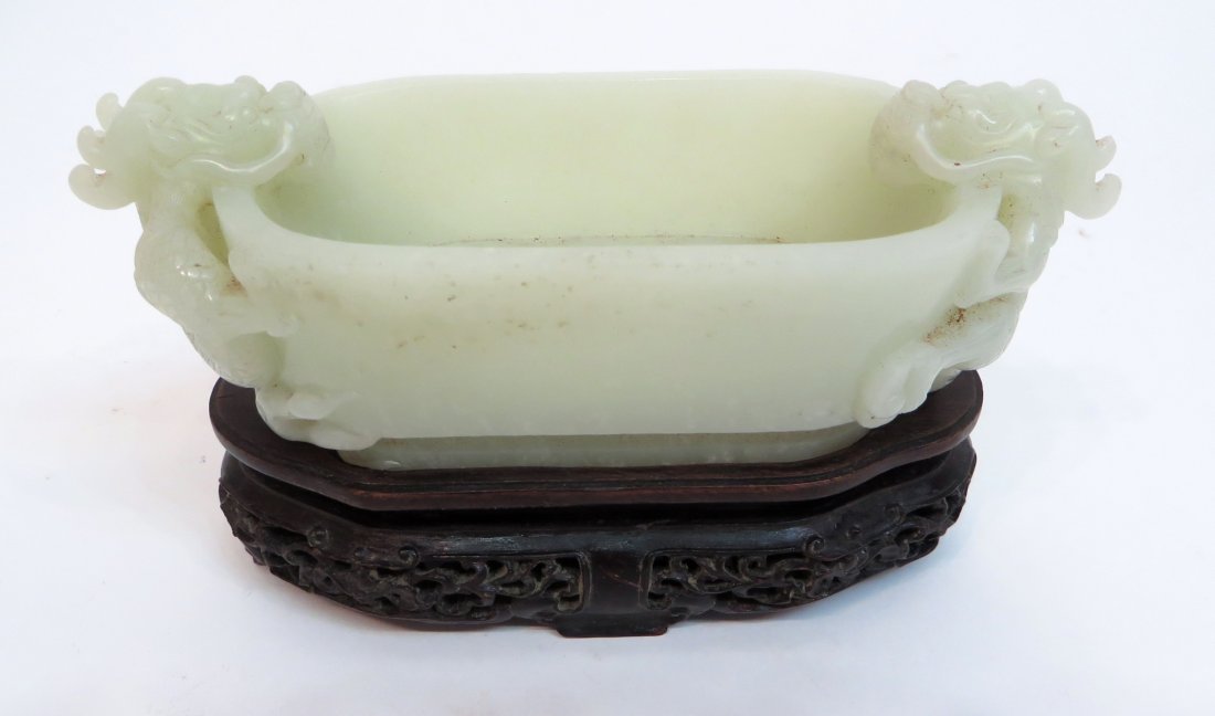 Double Dragon White Jade Brush Washer (1 of 7)