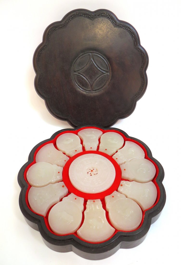 Boxed Set Of Carved Jade Chinese Zodiac Pendants (1 of 10)