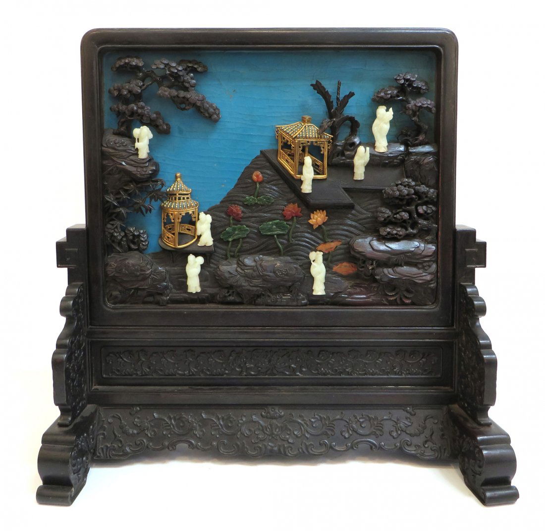 Lacquer And Jade Table Screen (1 of 10)
