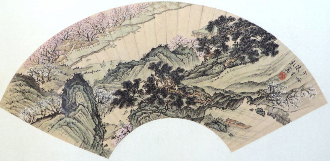 Chinese Painting Cherry Blossoms Landscape Fan (1 of 7)