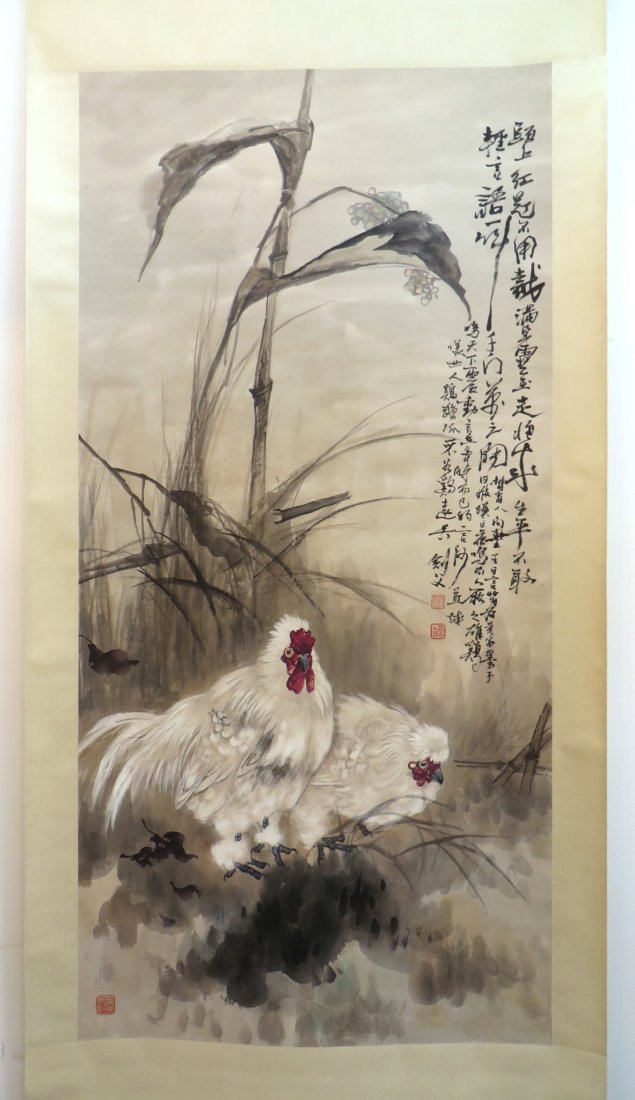 Chinese Rooster And Hen Scroll (1 of 10)