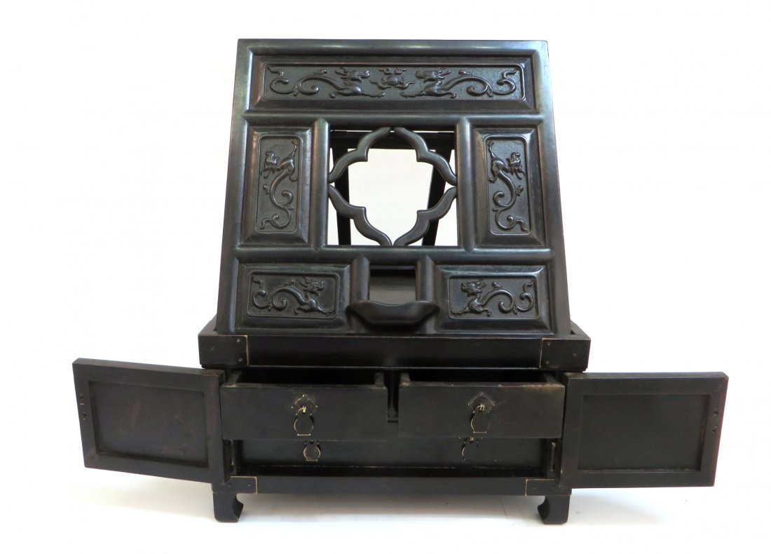 Carved Zitan Mirror Vanity Box (1 of 9)