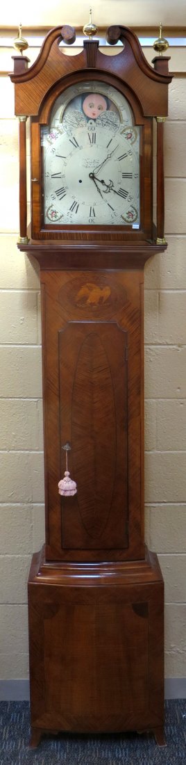 Federal Style Tall Clock Signed Jacob Eby: Federal Style Tall Clock Signed Jacob Eby: This exact reproduction, made circa 1981, was a limited edition, # 56 of 300. Of the highest quality with a hand painted dial, a moon dial, and a case with