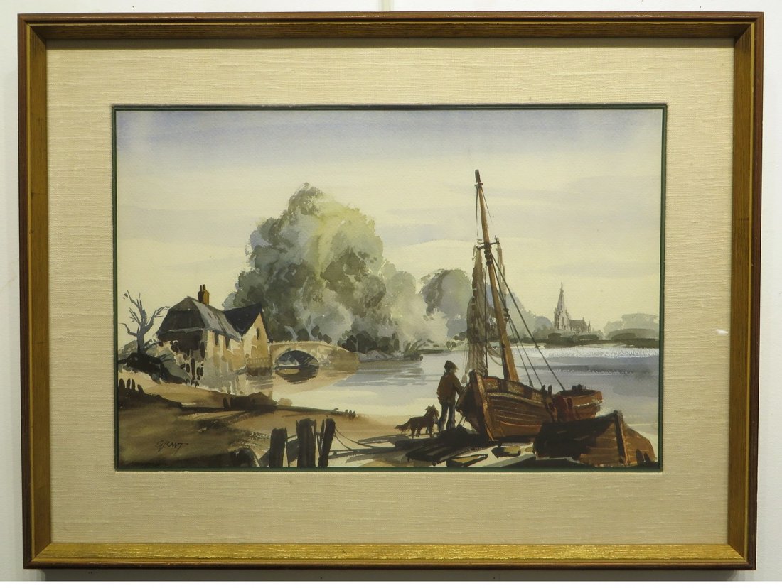 Framed Watercolor Of Seaside Scene Signed Grant (1 of 5)
