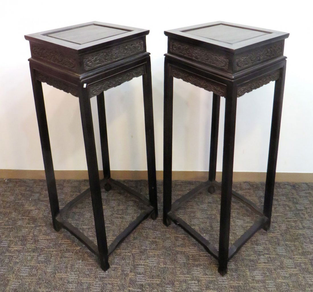 Pair Of Chinese Antique Zitan Vase Stands (1 of 9)