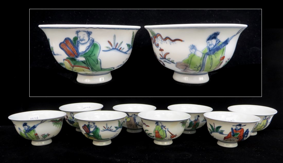 Ming Dynasty Eight Immortals Porcelain Tea Cups (1 of 10)