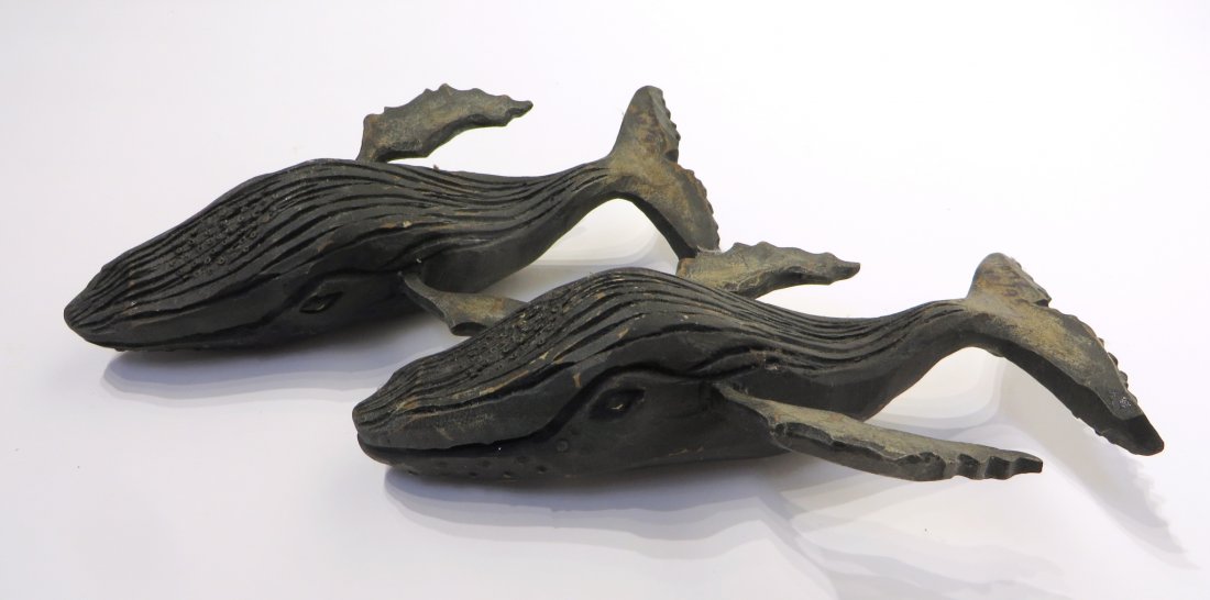 Pair Of Carved Wood Humpback Whales (1 of 5)