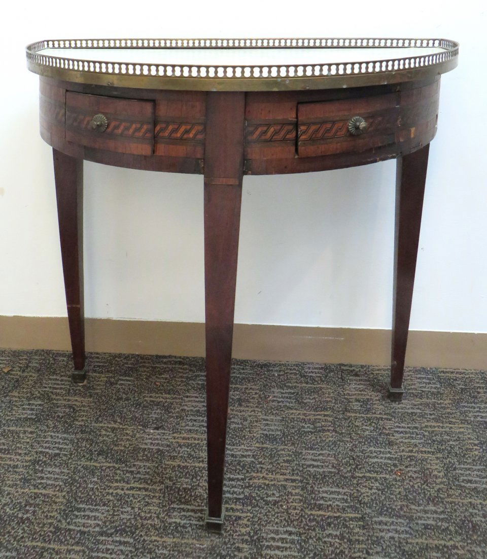 Antique Marble Topped Demi Lune Table. (1 of 8)