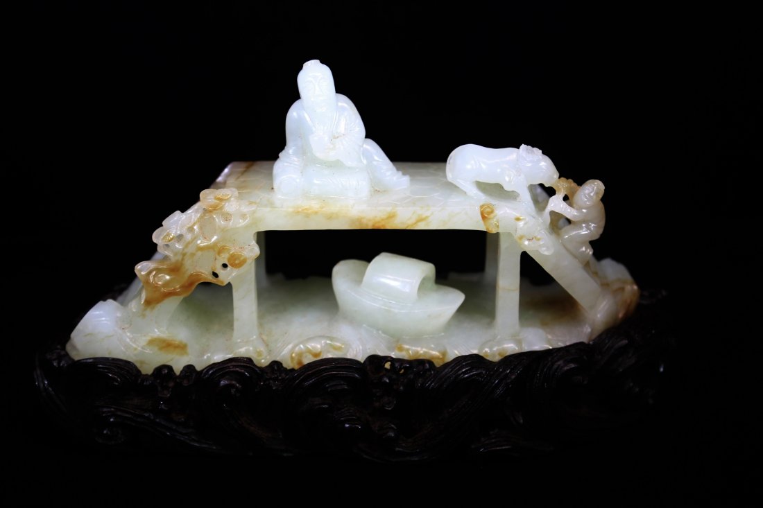 CHINES WHITE JADE BRIDGE SCENE ON STAND (1 of 10)