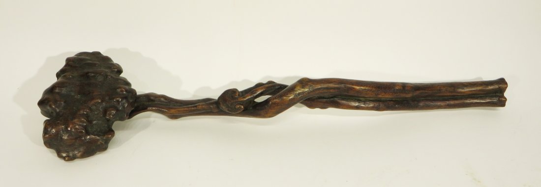 CHINESE CHEN XIANG RUYI: Chinese Chen Xiang Ruyi : The wish-granted wand, commonly called ruyi scepter, carved from a single piece of valued wood in the shape of twisted branches The head of the ruyi is delicately hand carv