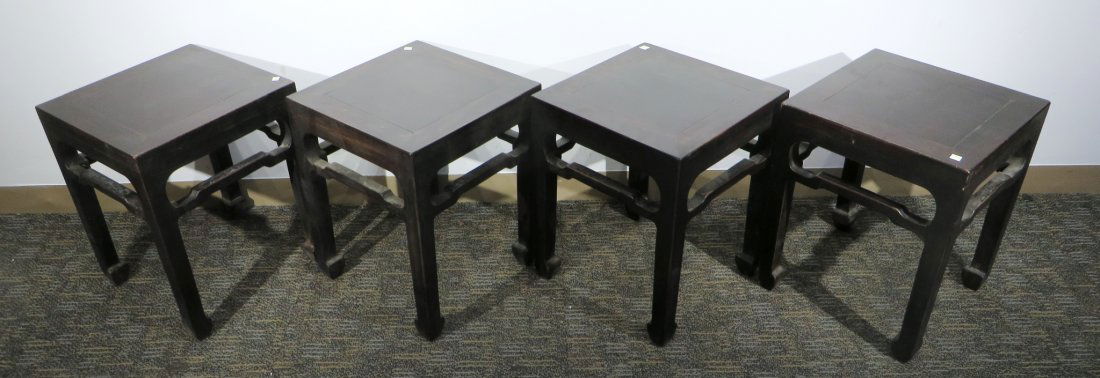 FOUR CHINESE ZITAN SQUARE SEATS (1 of 8)