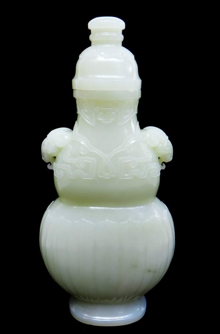 CHINESE WHITE JADE HAND CARVED URN (1 of 10)