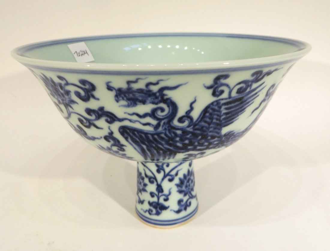 XUAN DE BLUE & WHITE HIGH STEM PHOENIX BOWL (1 of 6)