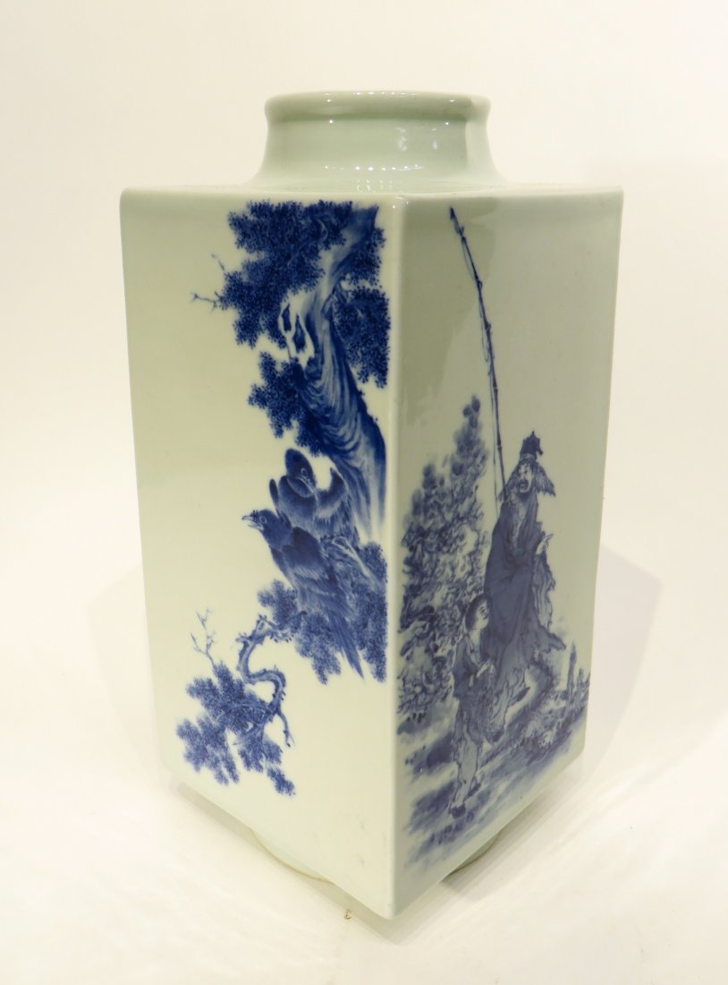 BING WU 20TH CENTURY BLUE & WHITE CONG VASE (1 of 10)