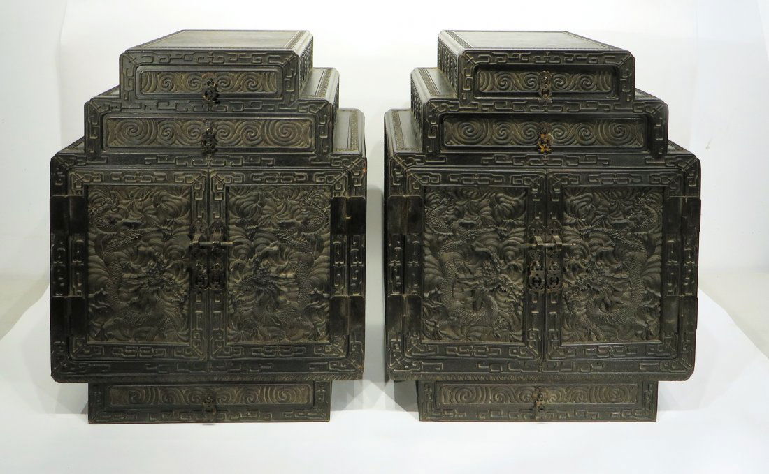 PAIR OF ZITAN STACKING CABINETS (1 of 8)