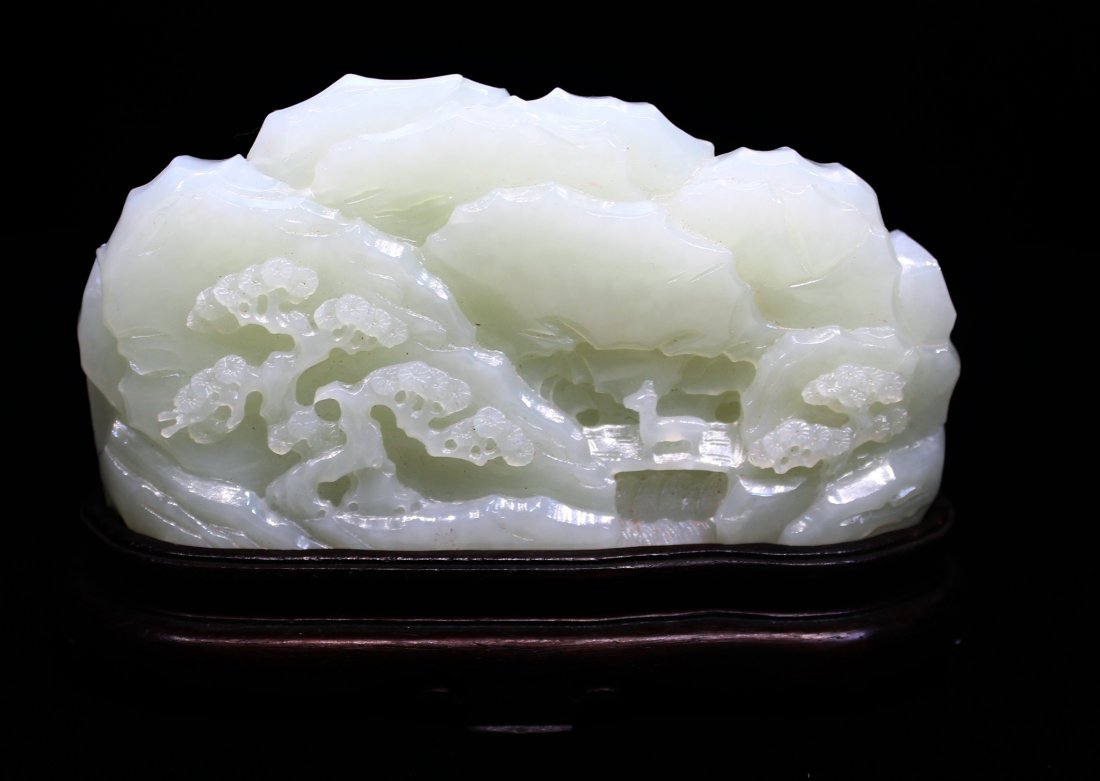 CHINESE WHITE JADE CARVED MOUNTAIN (1 of 9)