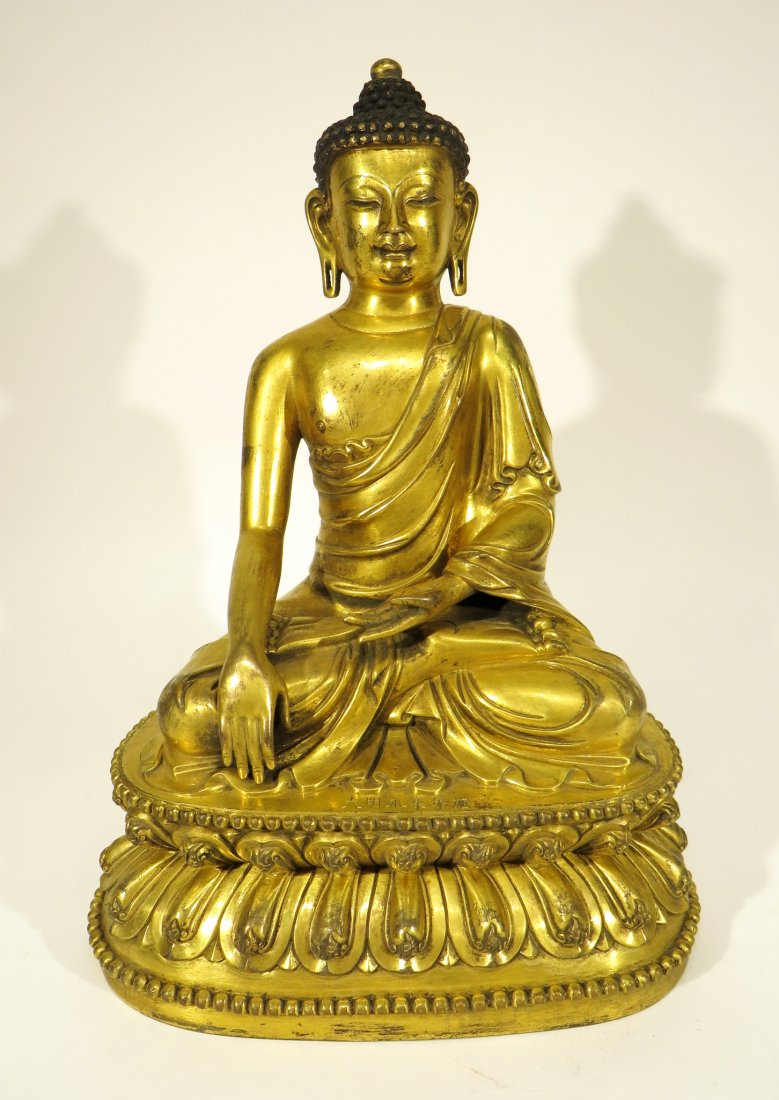 CHINESE MING DYNASTY GILT BRONZE BUDDHA (1 of 5)