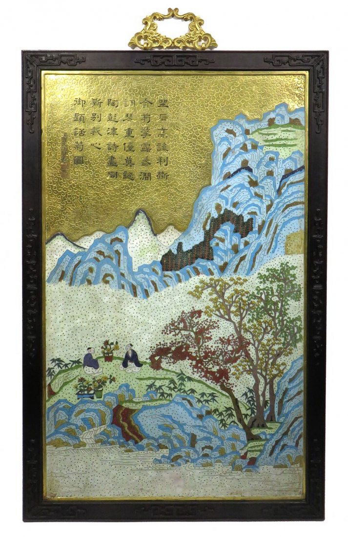 CHINESE FRAMED CLOISONNE WALL PLAQUE (1 of 9)