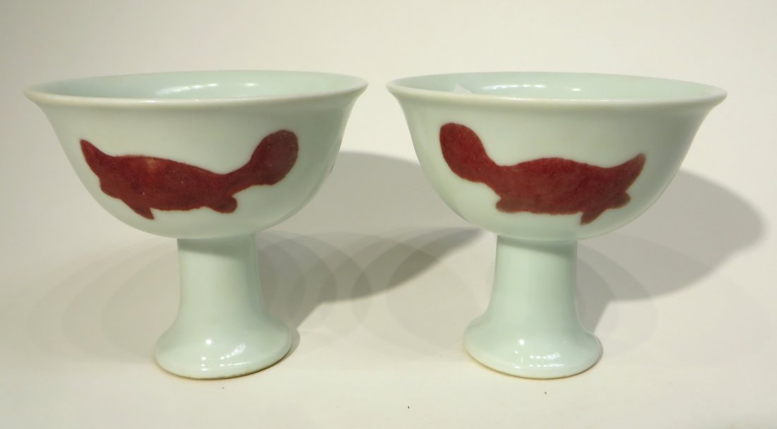 PAIR OF CHINESE XUAN MARKED HIGH STEM CUPS (1 of 4)