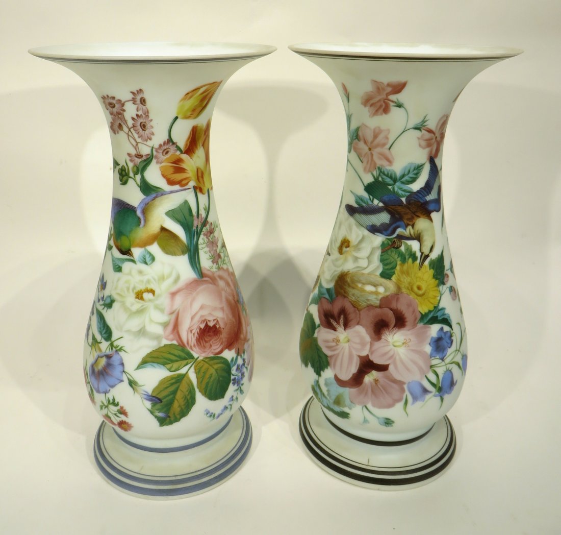 PAIR TRUMPET TOPPED GARNITURE VASES (1 of 5)