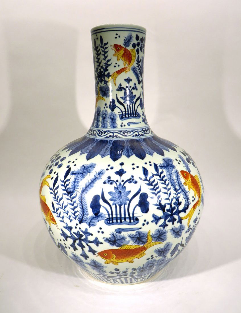 BLUE & WHITE CARP VASE (1 of 3)