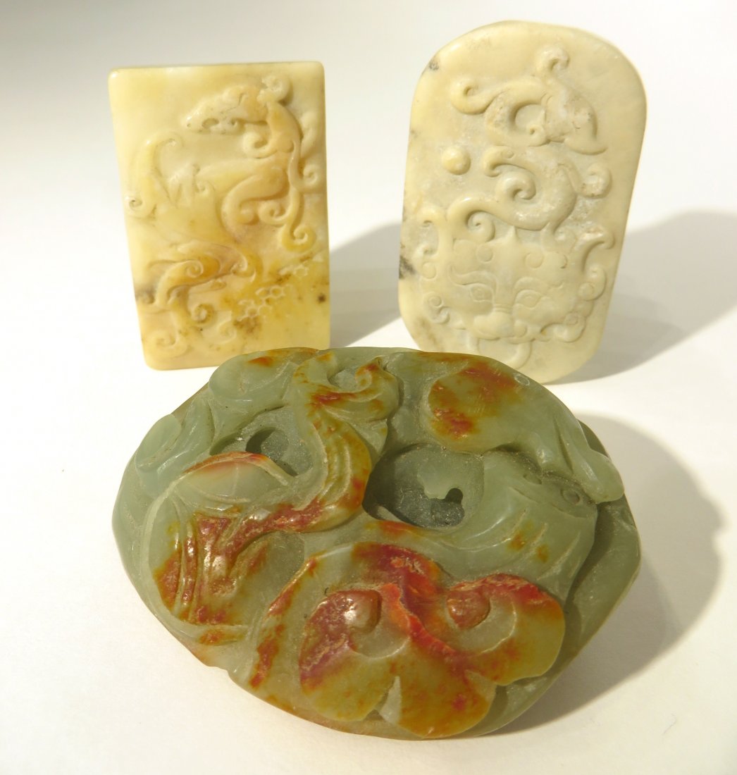 THREE JADE BELT BUCKLES (1 of 3)