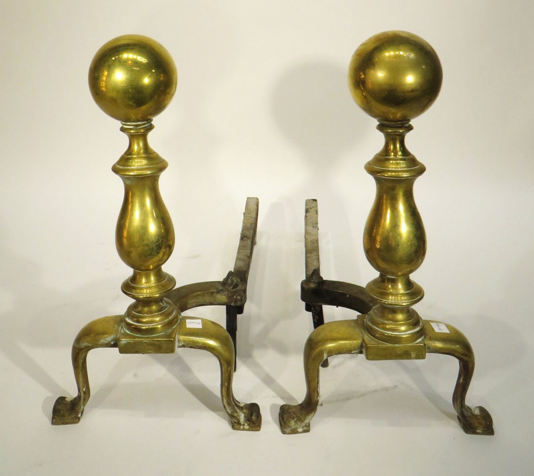PAIR OF BRASS ANDIRONS (1 of 3)